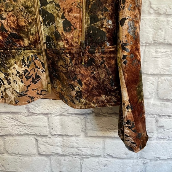 JOSEPH RIBKOFF Zip Up Velvet Velour Patterned Blazer Jacket - Picture 2 of 7